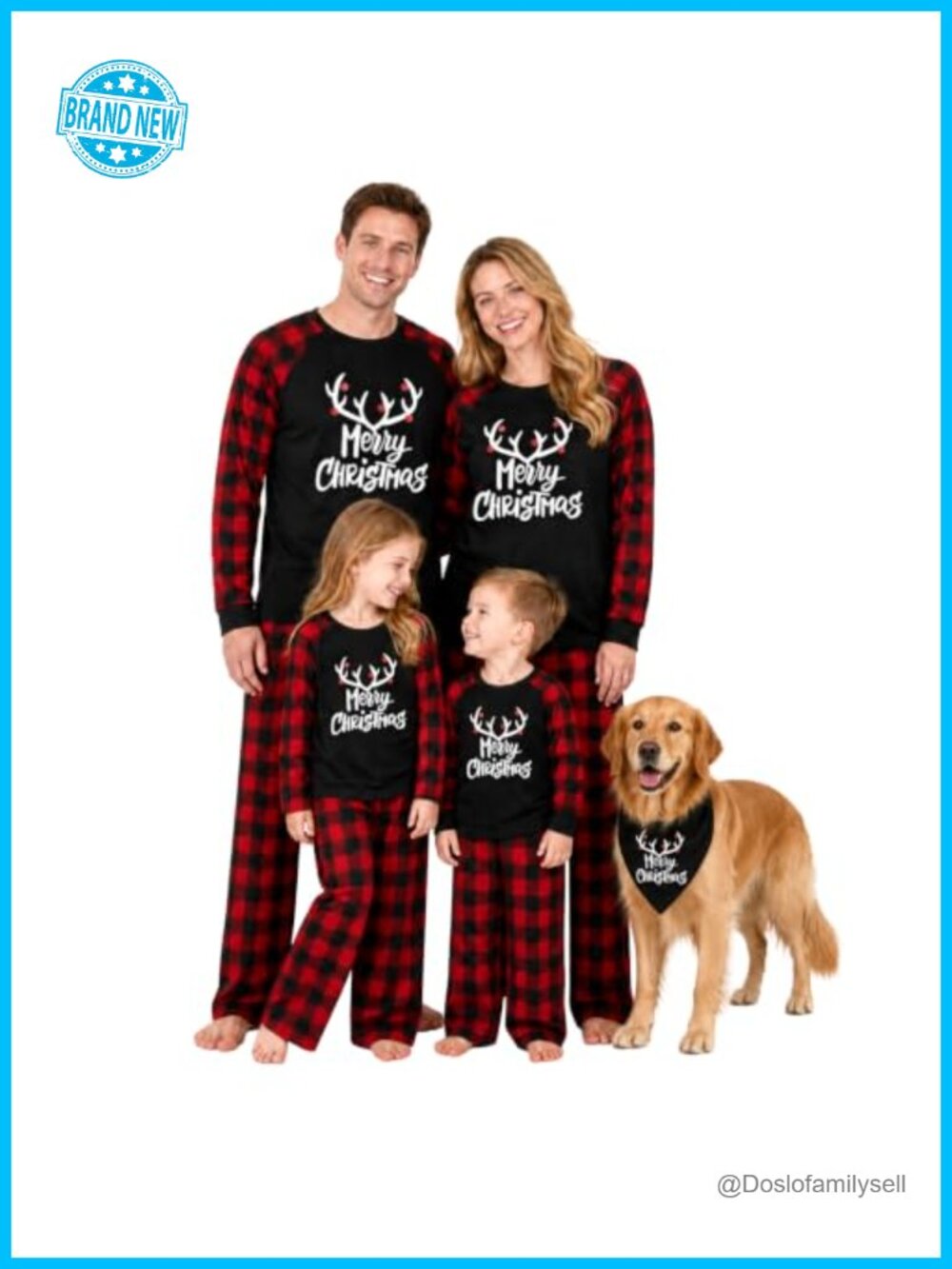 IFFEI Family Christmas Matching Pajama Set Plaid Pants Pockets